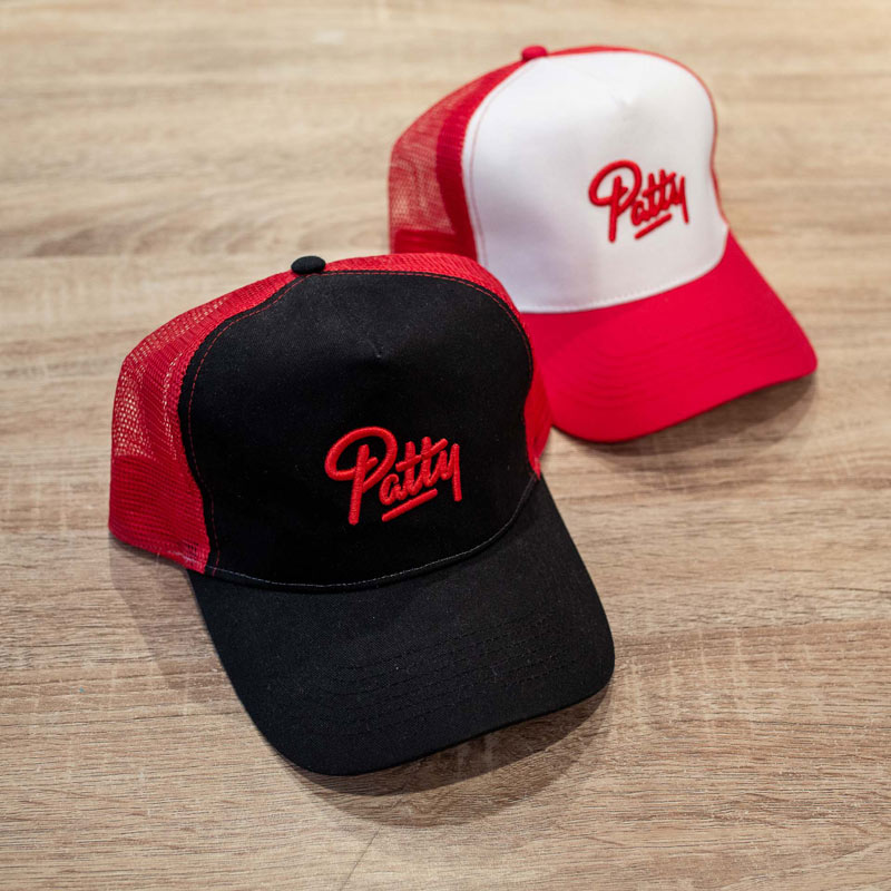 Une broderie personnalisée sur une casquette pour Patty au food hall de Nantes (44200) Magmaa réalisé par l'agence EB à Nantes (44200)